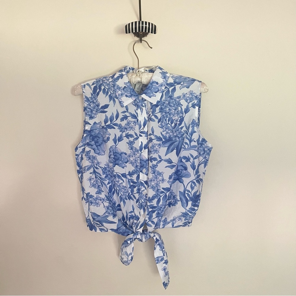 NWT Joie Knot Tie Hem Collared Shirt Blouse